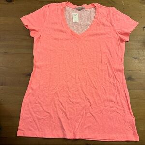 NWT GAP Women's Short Sleeve Vneck Tshirt Flamingo Bright Pink Neon Large Tall